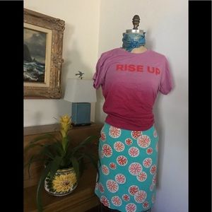 MANUEL CANOVAS Vintage skirt ,coral, Beach, Malibu, turquoise, seaside fun